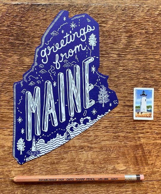 Noteworthy Paper and Press - NPP NPP PC - Greetings From Maine Postcard, Navy