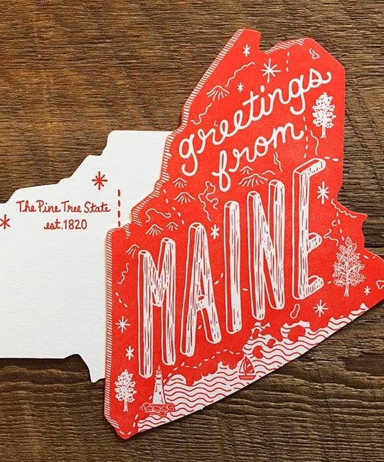 Noteworthy Paper and Press - NPP Greetings From Maine Postcard, Red