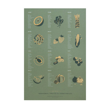 Young America Creative - YAC Mid-Green Fruit and Vegetable Print, 13x19