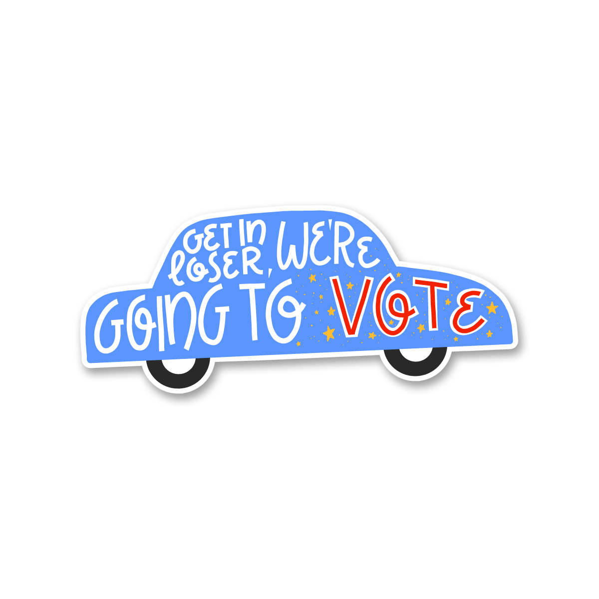 Gus and Ruby Letterpress - GR Gus & Ruby - VOTE, die cut car 2" sticker