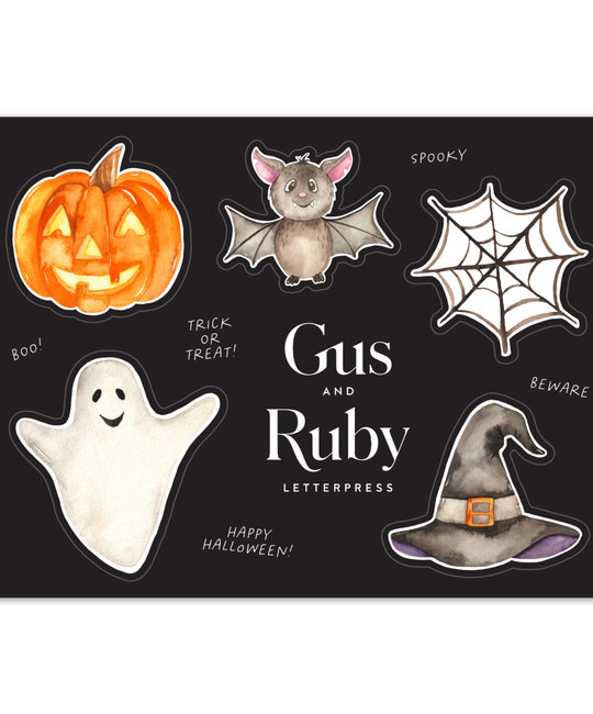 Gus and Ruby Letterpress - GR Gus & Ruby - Halloween Sticker Sheet