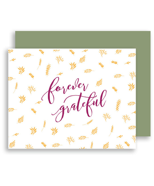 Gus and Ruby Letterpress - GR Forever Grateful, Foil Ferns