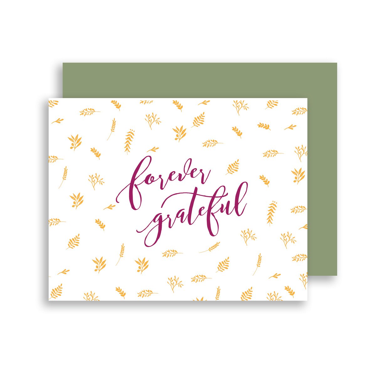 Gus and Ruby Letterpress - GR Forever Grateful, Foil Ferns