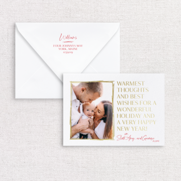 Gus and Ruby Letterpress - GR Warmest Thoughts Photo Custom Holiday Card