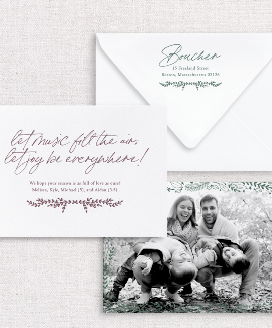 Gus and Ruby Letterpress - GR Pine Boughs Photo Custom Holiday Card