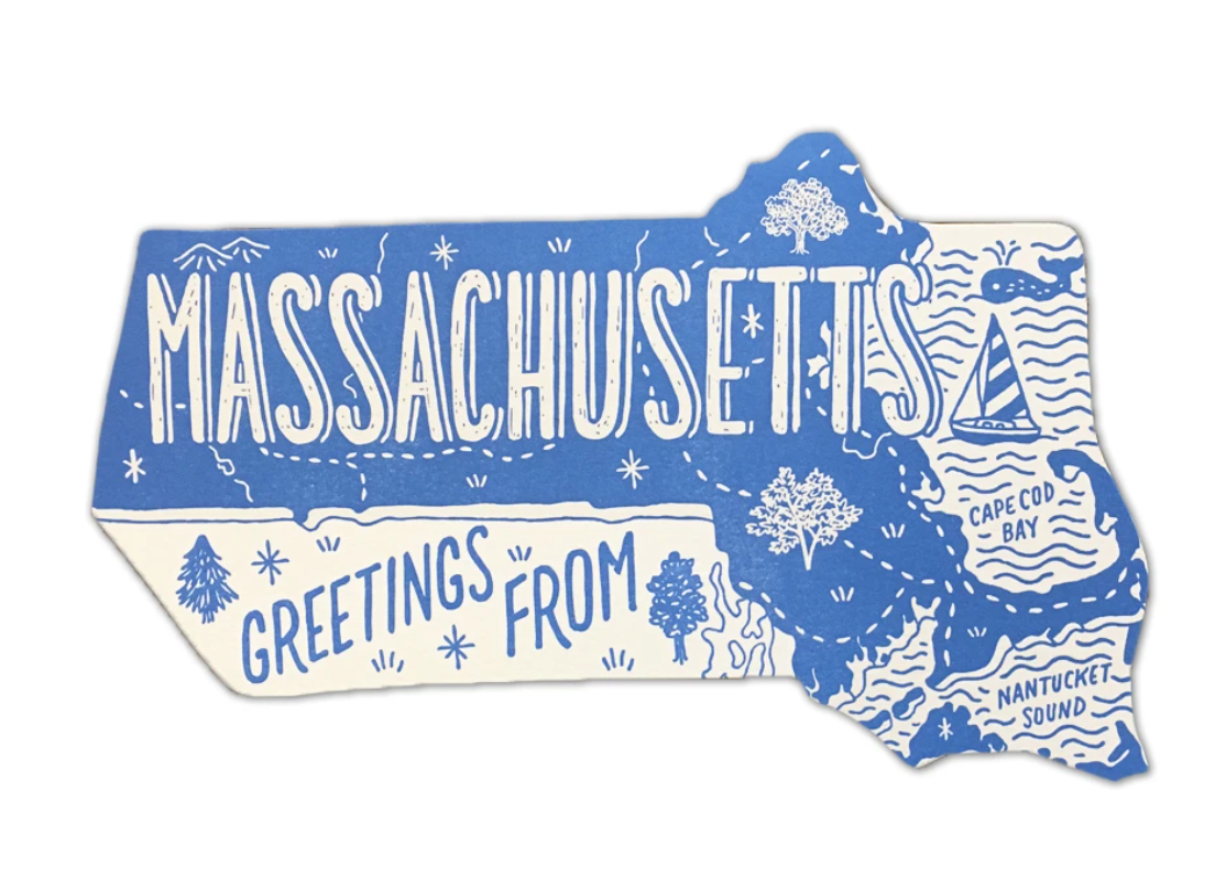 Noteworthy Paper and Press - NPP Greetings From Massachusetts Postcard