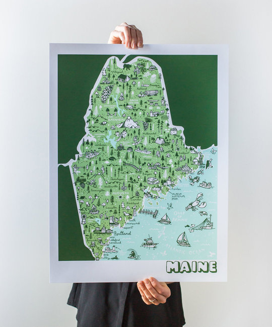 Brainstorm Print and Design - BS Brainstorm - Maine Map, 11 x 14 inch