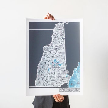 Brainstorm Print and Design - BS Brainstorm - New Hampshire Map, 11 x 14 inch