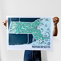 Brainstorm Print and Design - BS Brainstorm - Massachusetts Map, 11 x 14 inch Print