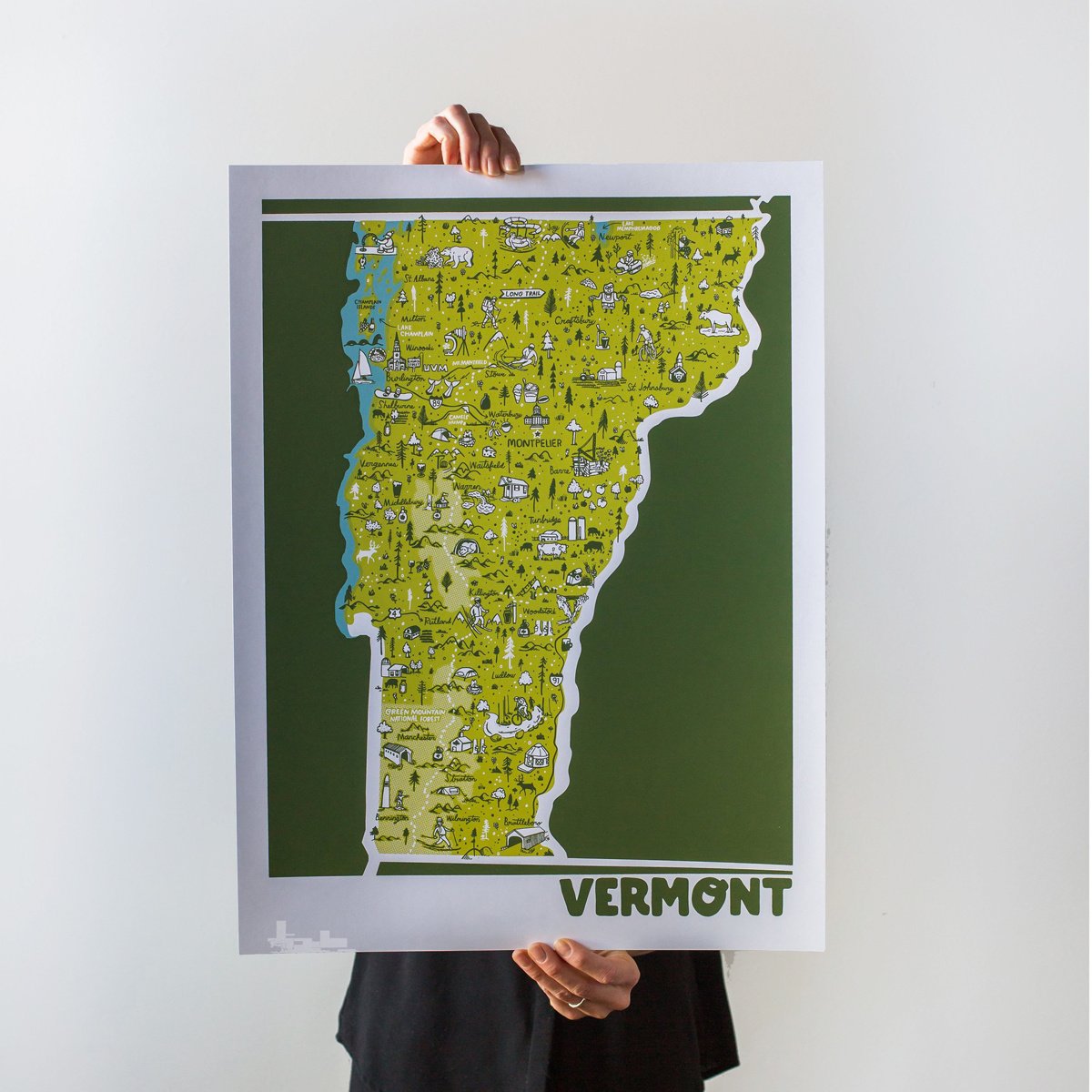 Brainstorm Print and Design - BS Brainstorm - Vermont Map, 11 x 14 inch