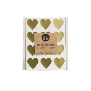 knot and bow 36 Gold Heart Stickers