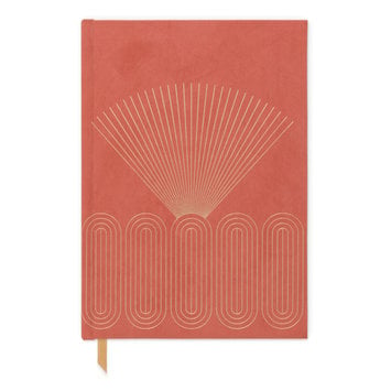 Designworks Ink - DI Bright Terracotta Radiant Rays Suede Lined Notebook