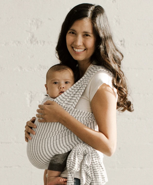 Solly Baby - SOB The Wrap in Natural & Grey Stripe (natural base with heathered grey stripes)