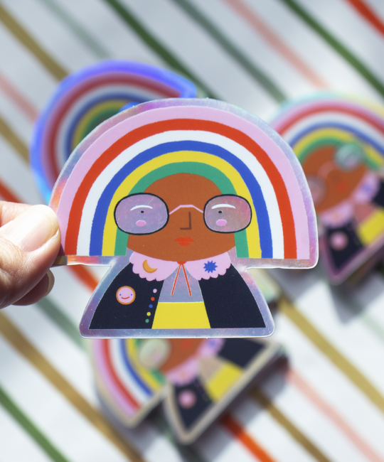 Angelope Design - AD Holographic Rainbow Head Vinyl Sticker