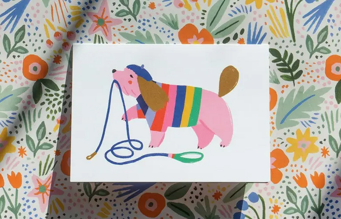 Angelope Design - AD Pink Puppy Dog Card