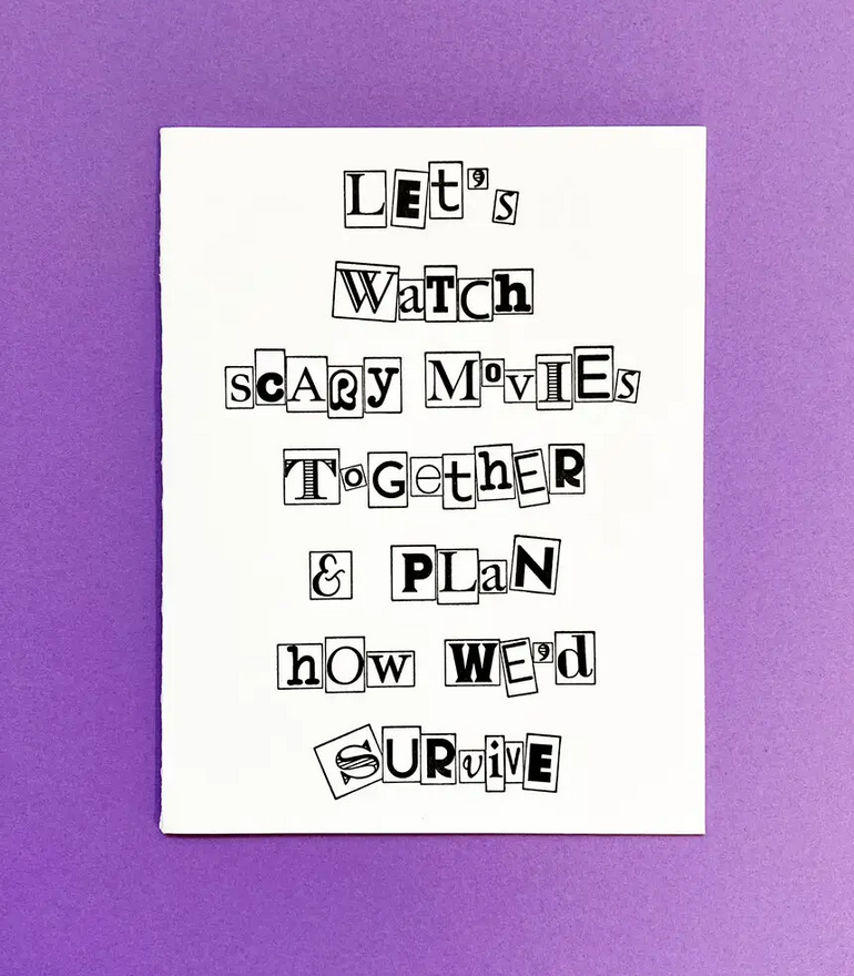 Quick Brown Fox Letterpress - QBF Scary Movie Card