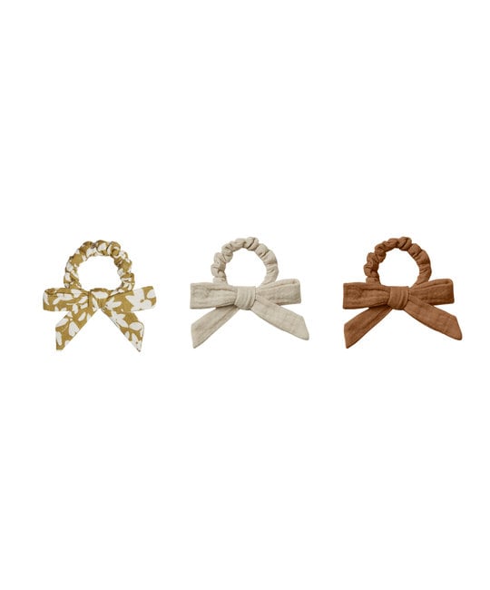 Rylee + Cru - RC RC BA - Little Bow Scrunchie Set in Rust, Gold, and Stone