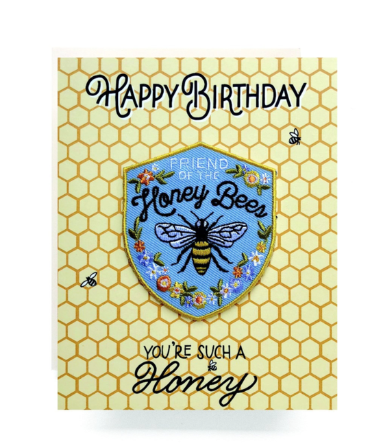 Antiquaria - AN Honey Bee Birthday Card + Patch