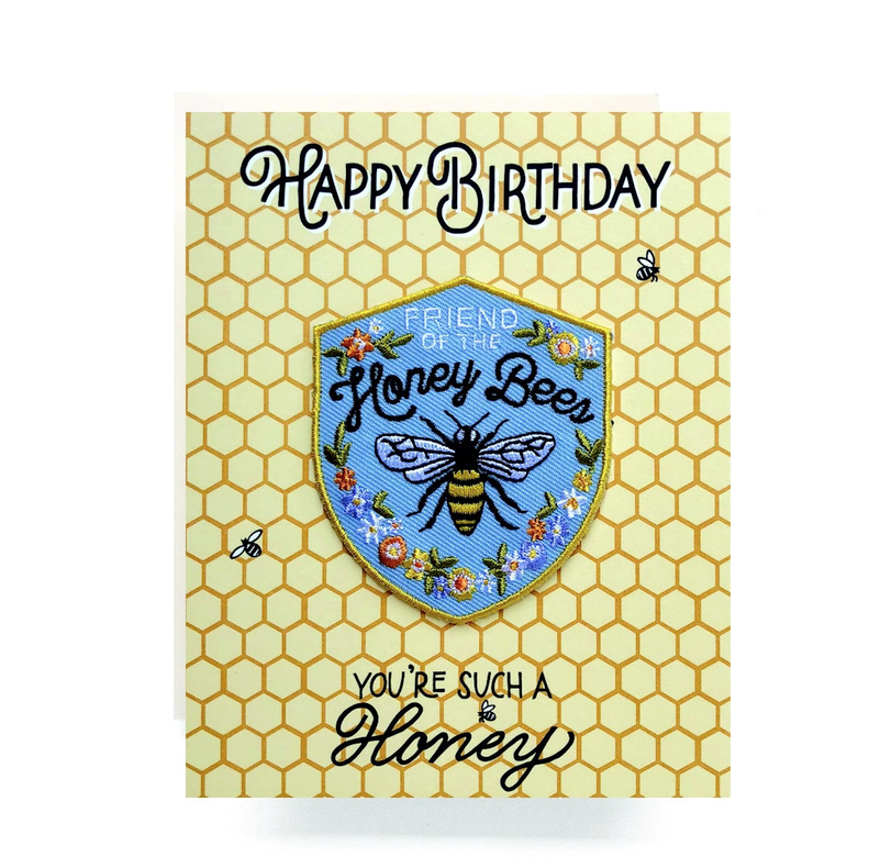 Antiquaria - AN Honey Bee Birthday Card + Patch