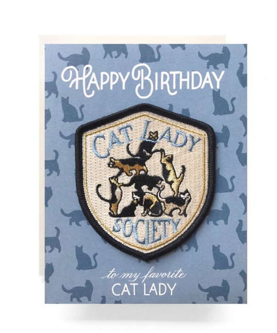 Antiquaria - AN Cat Lady Birthday Card + Patch