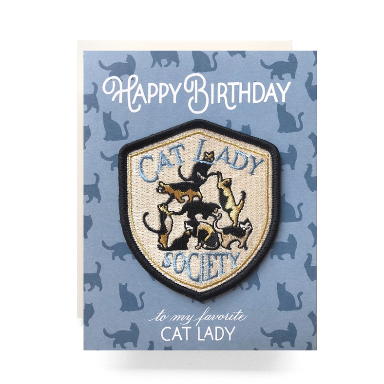 Antiquaria - AN Cat Lady Birthday Card + Patch