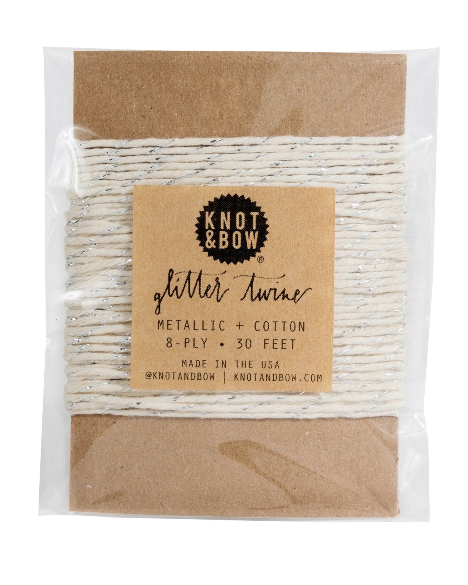 knot and bow Knot & Bow Silver Glitter/Natural Twine Card