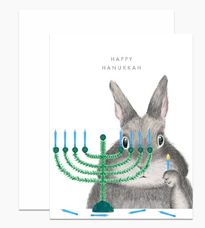 Dear Hancock - DH Menorah Bunny Hanukkah Card