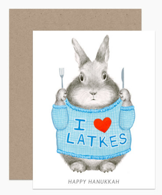 Dear Hancock - DH I Heart Latkes Bunny Hanukkah Card
