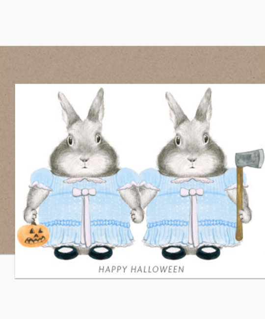 Dear Hancock - DH Shining Twins Bunnies Halloween Card