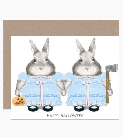Dear Hancock - DH Shining Twins Bunnies Halloween Card