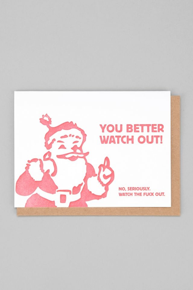 Power and Light Letterpress - PLL Watch Out, Santa Holiday Card