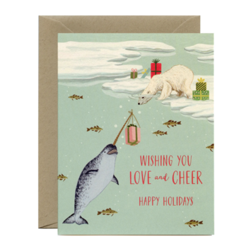 Yeppie Paper - YP Polar Bear and Narwhal Holiday Card