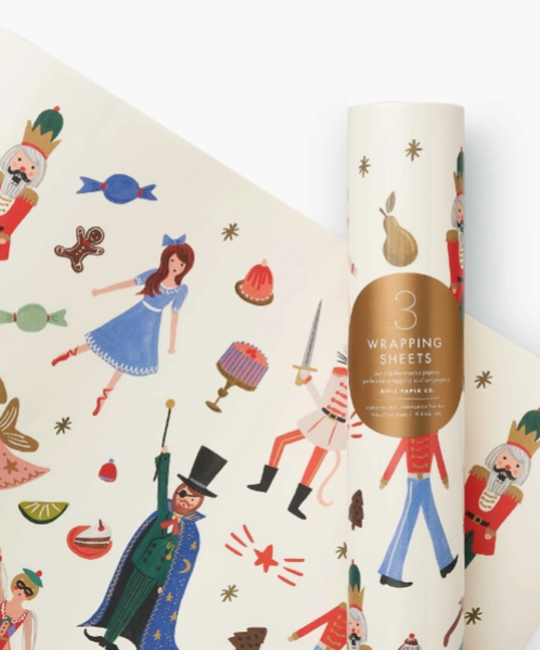 Rifle Paper Co - RP Rifle Paper Co -Nutcracker (white background) Wrap, Roll of 3