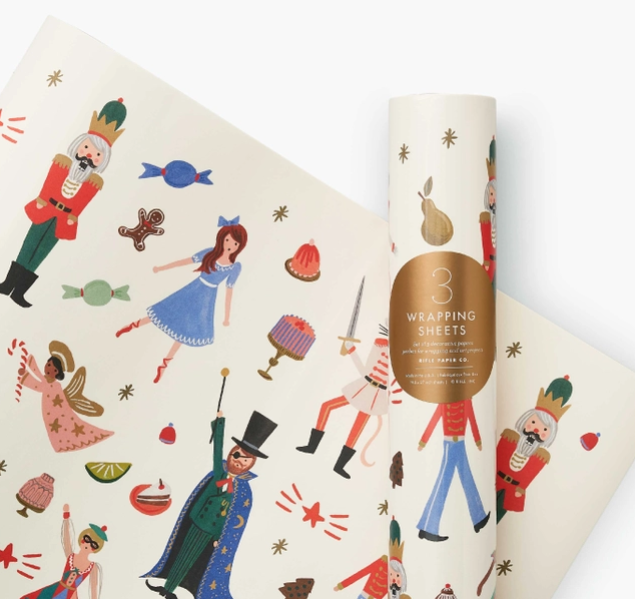 Rifle Paper Co - RP Rifle Paper Co -Nutcracker (white background) Wrap, Roll of 3