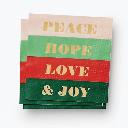 Rifle Paper Co - RP Rifle Paper Co - Peace & Joy Cocktail Napkins, Set of 20