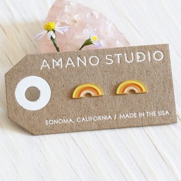 Amano Trading - AT 24k Gold Retro Rainbow Stud Earrings