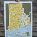 Brainstorm Print and Design - BS Brainstorm - Rhode Island Map Print, 18" x 24"