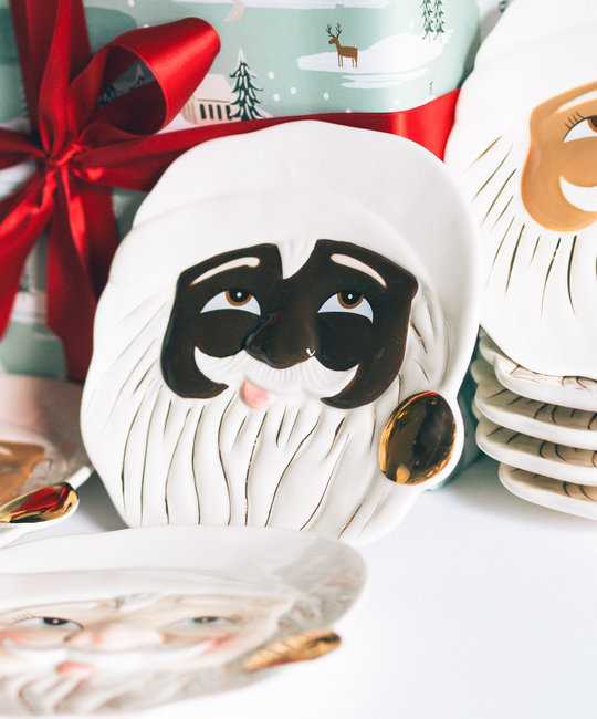 One Hundred 80 Degrees - 180 Black Santa Cookie Plate (Papa Noel)