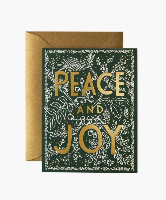 Rifle Paper Co - RP Rifle Paper Co. - Evergreen Peace and Joy Notes, Set of 8  Holiday Cards