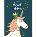 Night Owl Paper Goods - NO Magical Unicorn Blue Holiday Card