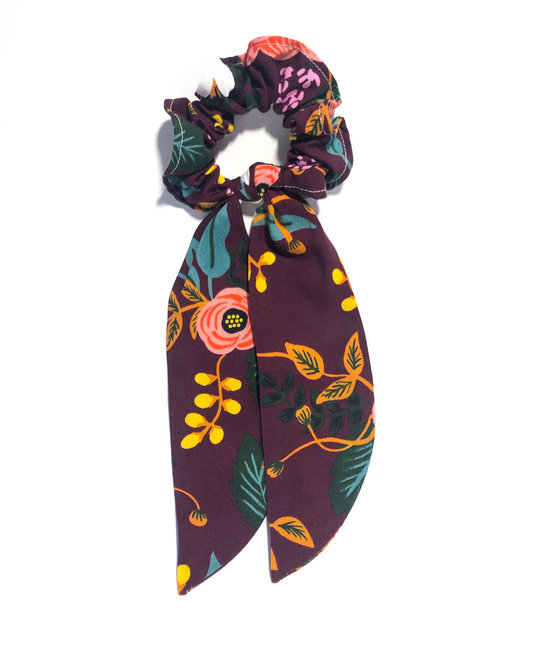 Felicity Howells - FH Rifle Paper Co - Eggplant Birch Floral Hair Scrunchie