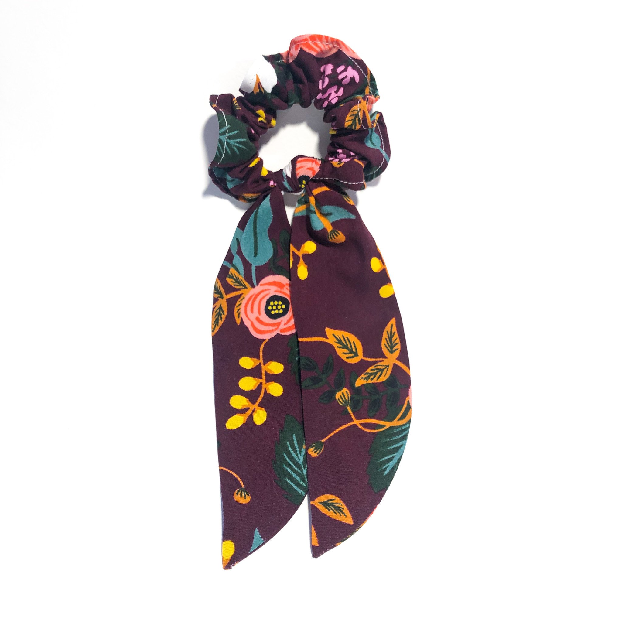 Felicity Howells - FH Rifle Paper Co - Eggplant Birch Floral Hair Scrunchie