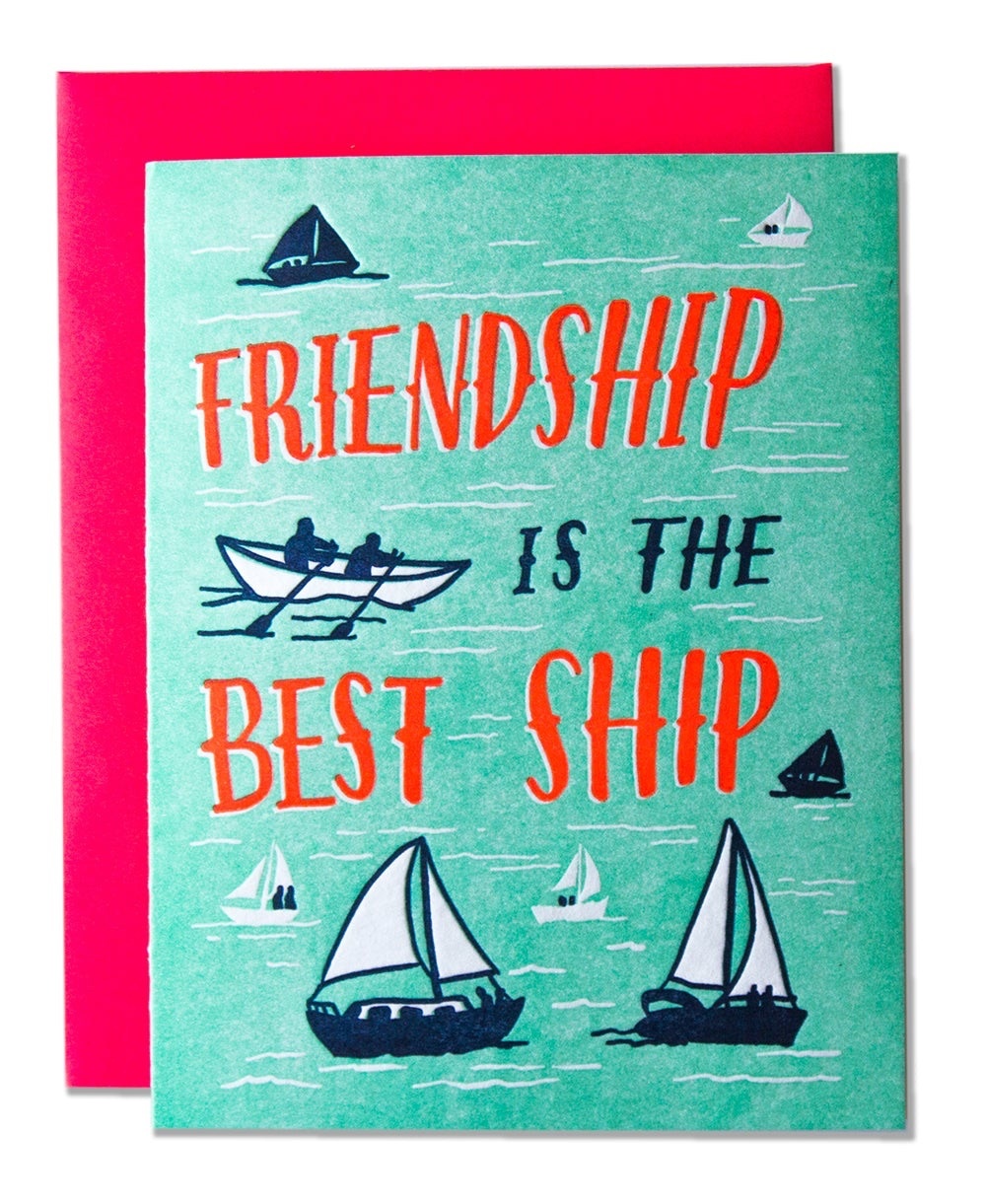 Ladyfingers Letterpress - LF Friendship is the Best Ship Card