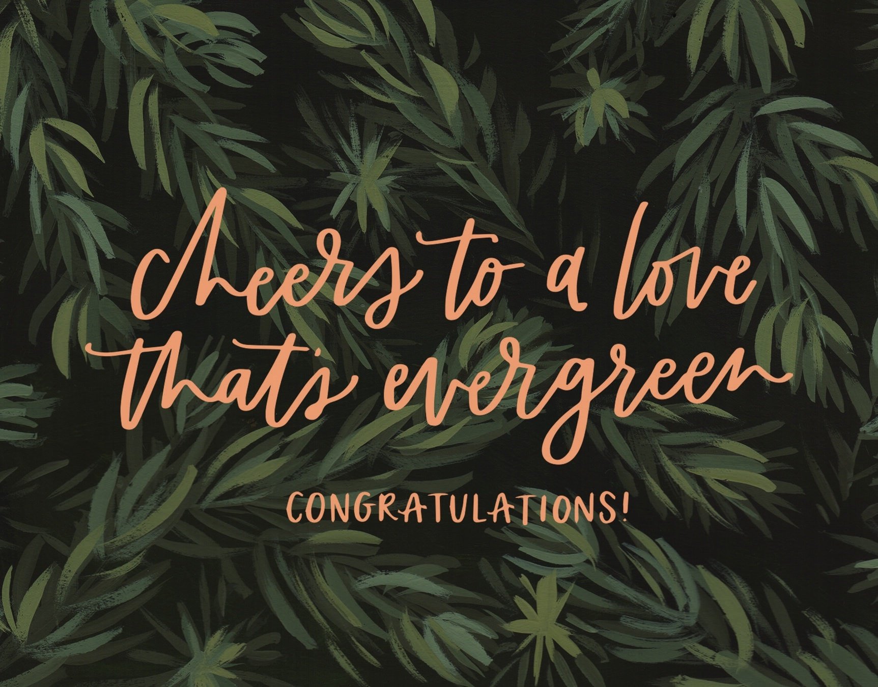 One Canoe Two Letterpress - OC Evergreen Wedding Congratulations Card