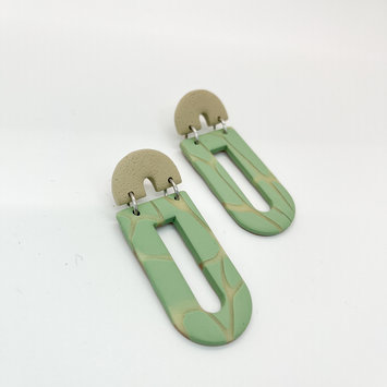 Dolores Ray - DR Dolores Ray - Matte Seafoam Green and Gray Arch Earrings