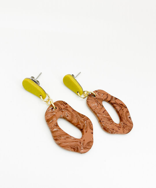 Dolores Ray - DR Dolores Ray - Chartreuse and  Sand Circle Earrings