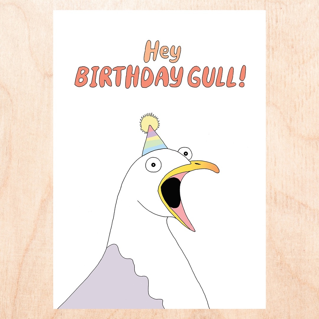 FINEASSLINES - FIN Birthday Gull Seagull Birthday Card