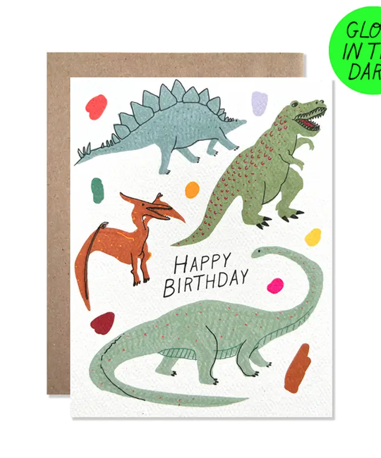 Hartland Brooklyn - HAR Happy Birthday GLOW IN THE DARK Dinosaurs Card