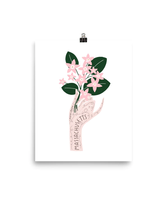 Gingiber - GIN Massachusetts State Flower Print, 8 x 10 inch