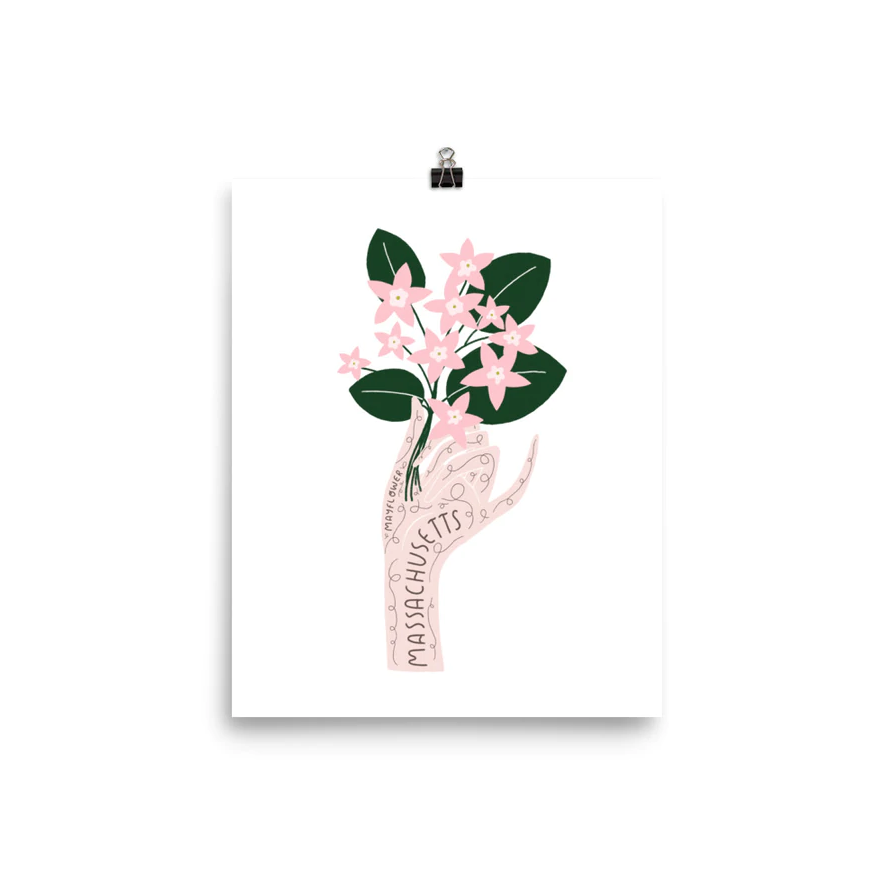 Gingiber - GIN Massachusetts State Flower Print, 8 x 10 inch